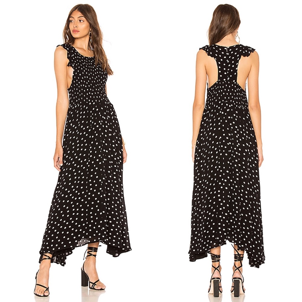 Free People Chambray Butterflies Dot Midi Dress